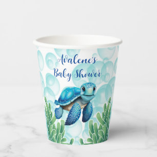 Gobelets En Papier Turquoise Blue Sea Turtle Seawey Boy Baby shower
