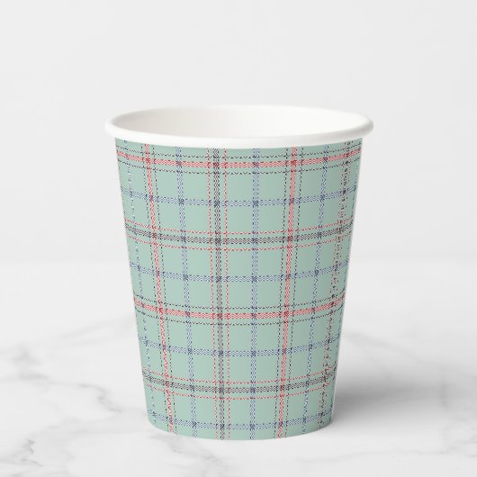 Gobelets En Papier Turquoise checkered classic pattern. (Verso)