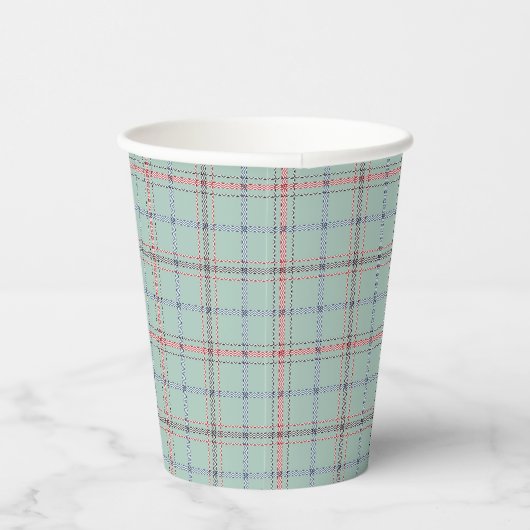 Gobelets En Papier Turquoise checkered classic pattern. (Droite)