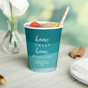 Gobelets En Papier Turquoise Moderne Élégant New Home House House Fêt