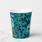 Gobelets En Papier Turquoise Neon Rollerskate fête d'anniversaire (Gauche)