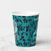 Gobelets En Papier Turquoise Neon Rollerskate fête d'anniversaire (Droite)