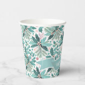 Gobelets En Papier Turquoise Noël Holly Berries Motif#17 ID1009 (Droite)