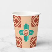 Gobelets En Papier Turquoise Zia Tribal Brown Tan (Verso)