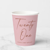 Gobelets En Papier Twenty One Birthday. Dusty Rose Pink Minimal Party (Verso)