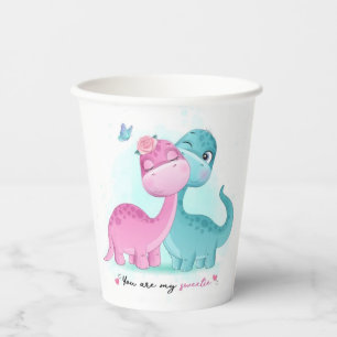 Gobelets En Papier Twin Aqua et Dinosaur rose