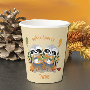 Gobelets En Papier Twin Raccoons Bois Baby shower tasses de papier