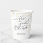 Gobelets En Papier Twinkle Little Star Baby shower Invitation Grey (Recto)