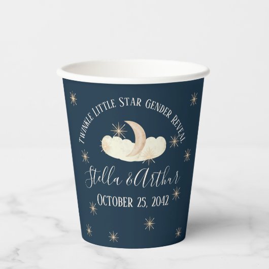 Gobelets En Papier Twinkle Little Star Genre Reveal - Fête Céleste (Recto)