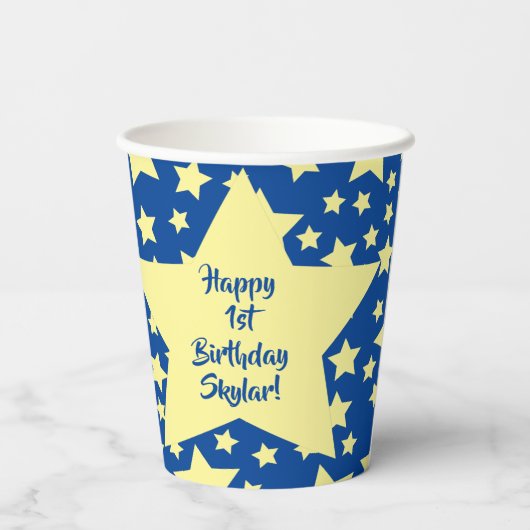 Gobelets En Papier Twinkle Little Star mignonne 1er anniversaire fête (Verso)