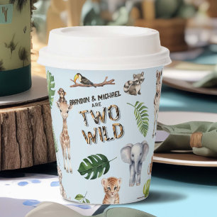 Gobelets En Papier Twins Blue Safari thème Deux Wild Boy 2e