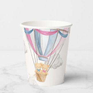 Gobelets En Papier Twins Teddy Bear Blue Hot Air Balloon