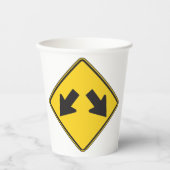 Gobelets En Papier Two Downward Arrows Warning Road Sign (Recto)