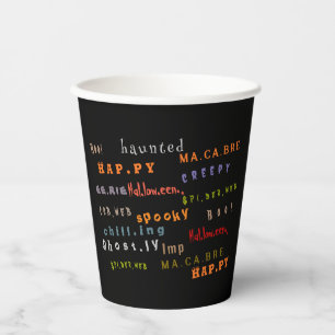 Gobelets En Papier Typographie amusante et colorée Esprit Halloween