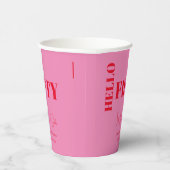 Gobelets En Papier Typographie audacieuse Rouge rose moderne 50e anni (Droite)