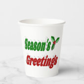 Gobelets En Papier Typographie de Noël à Holly Joyeuses Fêtes (Recto)