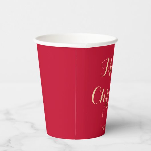 Gobelets En Papier Typographie de script moderne Joyeux Noël rouge (Droite)