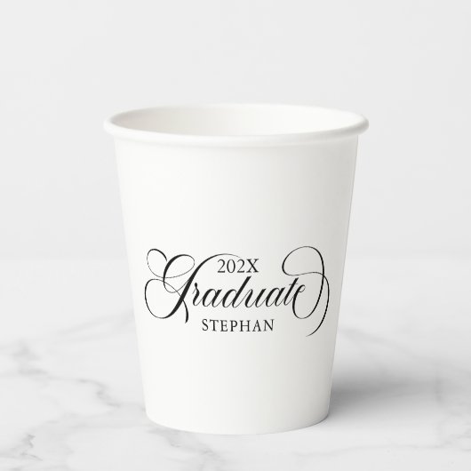 Gobelets En Papier Typographie de script noir élégant (Verso)