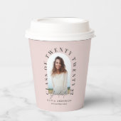 Gobelets En Papier Typographie géométrique moderne arche photo rose (Recto)