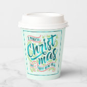 Gobelets En Papier Typographie magique de Noël ID441 Turquoise (Recto)