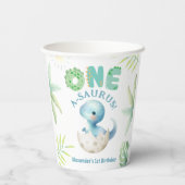 Gobelets En Papier Un A-Saurus Boy Dinosaur 1er anniversaire (Verso)