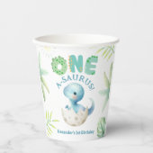 Gobelets En Papier Un A-Saurus Boy Dinosaur 1er anniversaire (Recto)