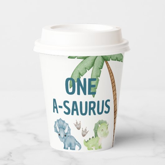Gobelets En Papier Un A-Saurus premier tasse de papier d'anniversaire (Recto)