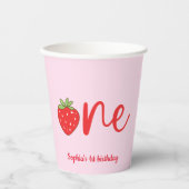 Gobelets En Papier Un anniversaire fraise rose (Recto)