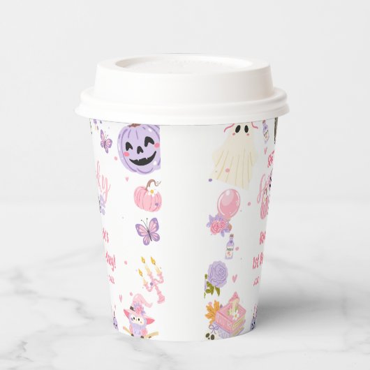 Gobelets En Papier Un Babe mignonne Éffrayant Halloween Ghost 1er ann (Gauche)