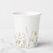 Gobelets En Papier Un Baby shower D'Aquarelle Jaune Un Peu Fleur sauv (Verso)