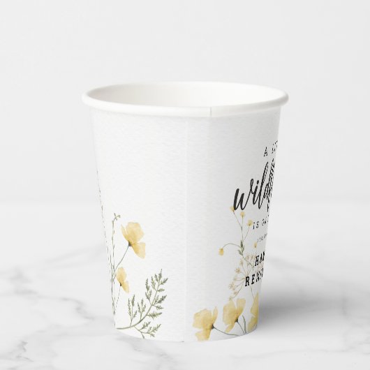 Gobelets En Papier Un Baby shower D'Aquarelle Jaune Un Peu Fleur sauv (Droite)