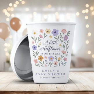 Gobelets En Papier Un Baby shower Floral Un Petit Fleur sauvage