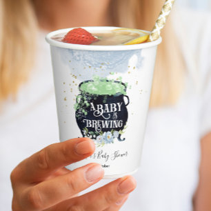 Gobelets En Papier un bébé brasse le Baby shower d'Halloween bleu