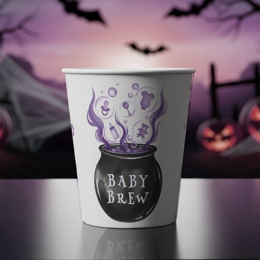 Gobelets En Papier Un bébé brasse le Baby shower d'Halloween Cauldron