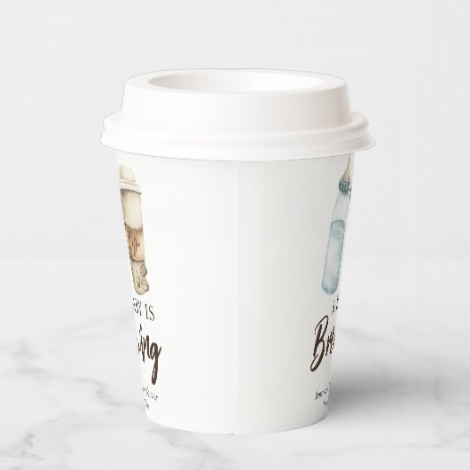 Gobelets En Papier Un bébé brasse une bouteille Baby shower café (Droite)