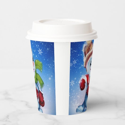 Gobelets En Papier Un bonhomme de neige festif (Gauche)