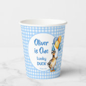 Gobelets En Papier Un canard chanceux bleu en vichy anniversaire impr (Verso)