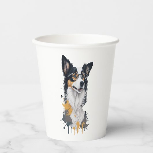 Gobelets En Papier Un chien mignon Bordure Collie (Recto)