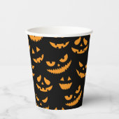 Gobelets En Papier Un Citrouille éffrayant assiste à la fête d'Hallow (Recto)
