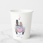 Gobelets En Papier Un Couple Marié Qui Conduit (Recto)