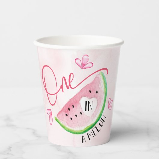 Gobelets En Papier Un dans la pastèque Melon Anniversaire (Recto)