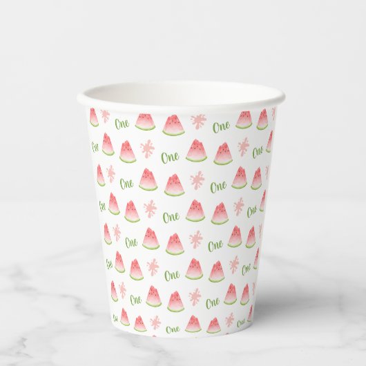 Gobelets En Papier Un dans la pastèque Melon Anniversaire (Recto)