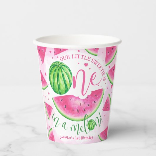 Gobelets En Papier UN dans un Melon ! Fête d'anniversaire de la pastè (Recto)