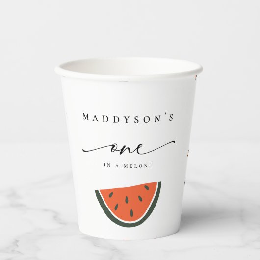 Gobelets En Papier Un Dans Un Melon Première Fête D'Anniversaire (Recto)
