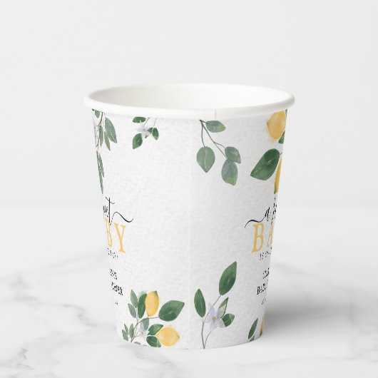 Gobelets En Papier Un doux Baby shower d'aquarelle de bébé citron (Droite)