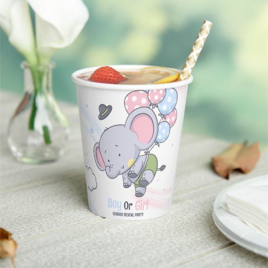 Gobelets En Papier Un Garçon Ou Une Fille Jolie Eléphant Révélation D (Insitu)