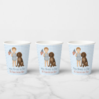 Gobelets En Papier Un garçon tout américain - Chien - Rouge Blanc & D