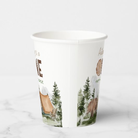 Gobelets En Papier Un Joyeux Camper Mountain Forest Bear 1er annivers (Droite)