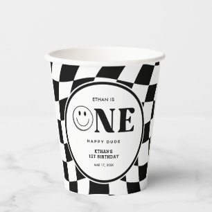 Gobelets En Papier Un joyeux mec à visage joyeux garçon 1er anniversa