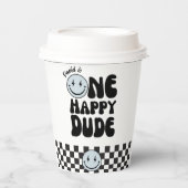 Gobelets En Papier Un joyeux Mec Premier anniversaire Joyeux Visage (Recto)